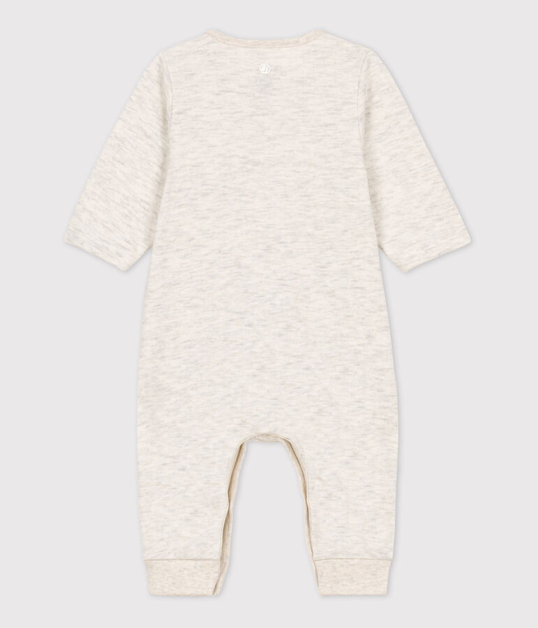 Babies' Plain Organic Tube Knit Long Playsuit beige