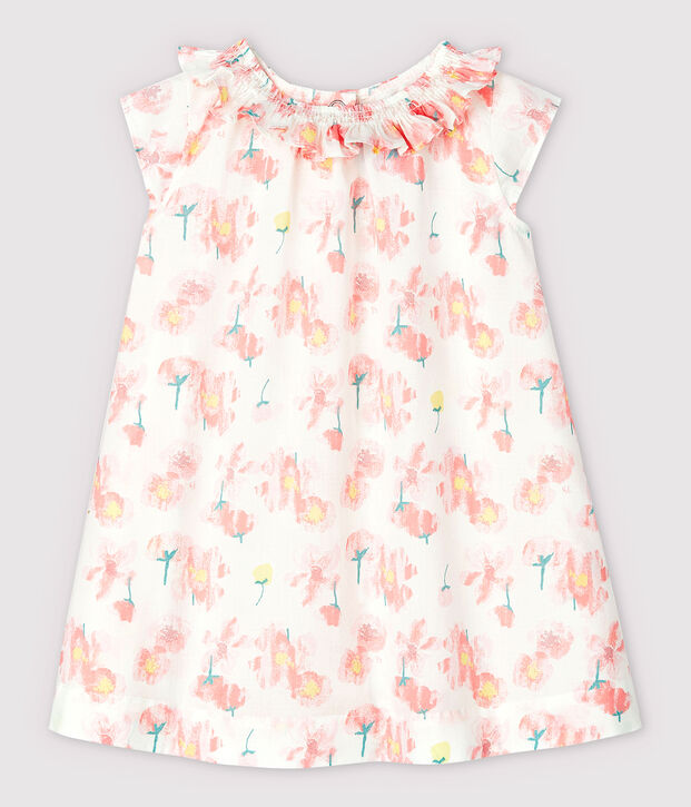 Baby Girls' Short-Sleeved Poplin Dress white/multicolor