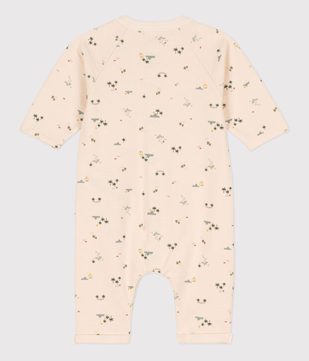 Babies' Patterned Fleece Jumpsuit Ecru/multicolor