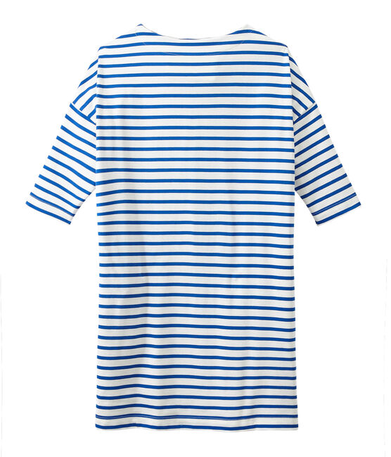 Women's nautical striped dress MARSHMALLOW white/PERSE blue