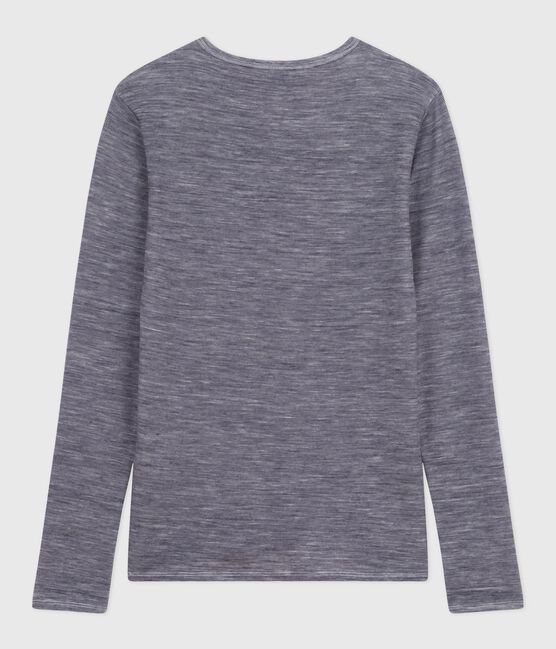Women's long-sleeved striped wool and cotton T-shirt SOIR blue/MARSHMALLOW