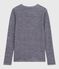 Women's long-sleeved striped wool and cotton T-shirt SOIR blue/MARSHMALLOW