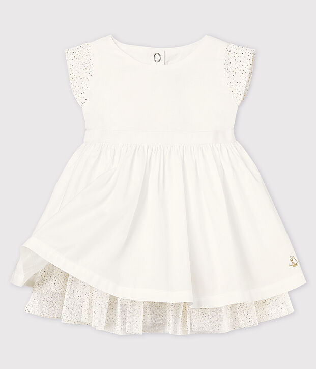Baby Girls' Poplin Tulle Formal Dress white