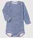 Babies' Striped Long-Sleeved Bodysuit in Cotton/Wool