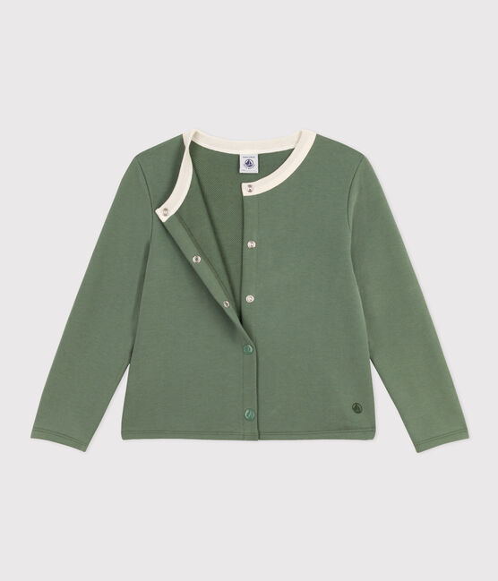 Girls' Cotton Cardigan CROCO green