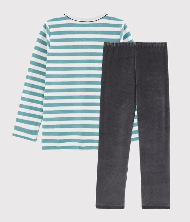 Boys' Velour Anchor Pyjamas white/blue/multicolor