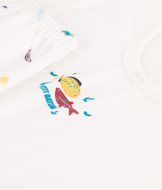 Girls' Sealife Themed Short Cotton Pyjamas white/multicolor