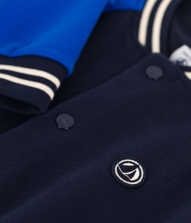 Boys' fleece baseball jacket blue/blue