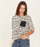 Women's short-sleeved stripy breton top MARSHMALLOW white/MULTICO white
