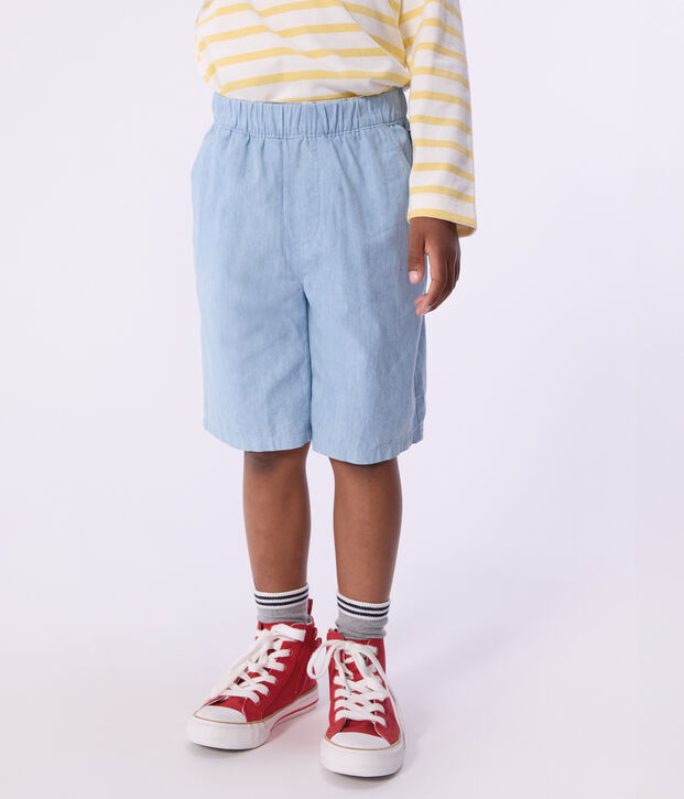 Children's Bermuda shorts in plain cotton blue