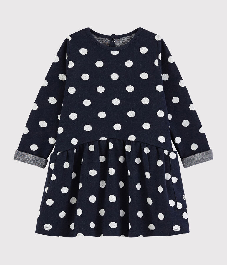Baby girl's long-sleeved dress SMOKING blue/MARSHMALLOW white