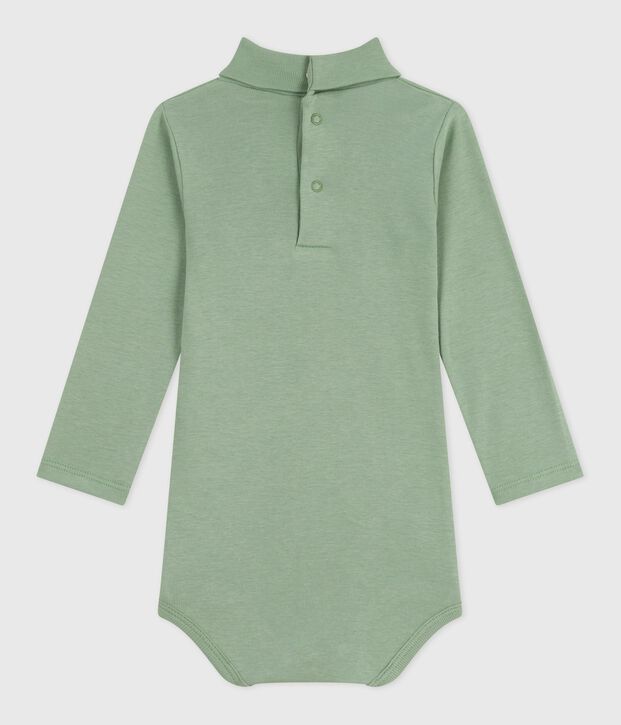 Babies' plain cotton rollneck body green
