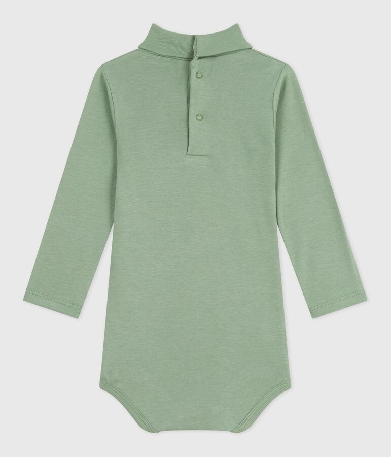 Babies' plain cotton rollneck body green