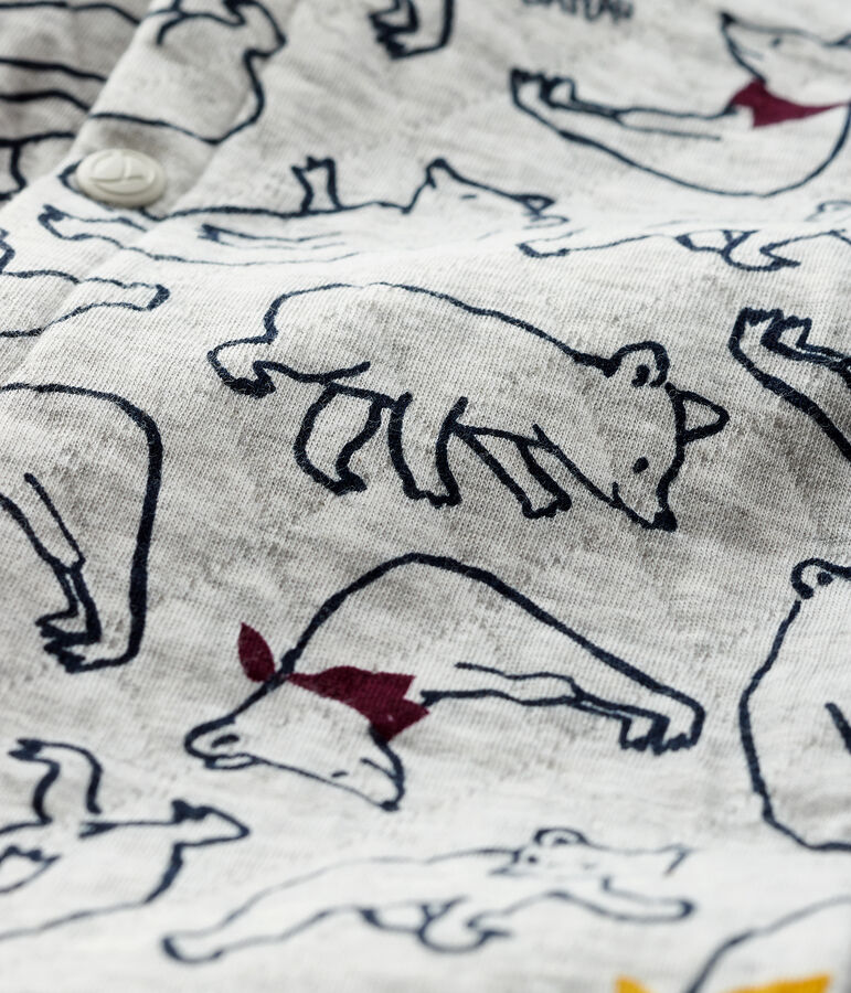 Baby boy's long playsuit BELUGA grey/MULTICO white