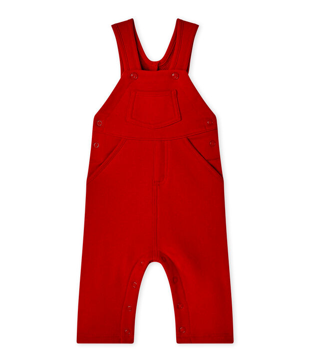 Baby boy's fleece overalls red
