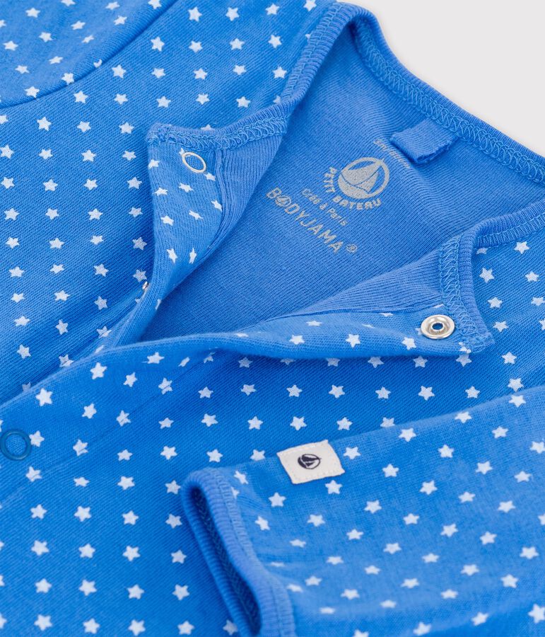 Babies' Organic Cotton Bodyjama blue/white