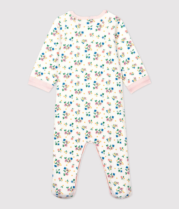 Baby Girls' Floral Zip-Up Tube Knit Sleepsuit white/multicolor