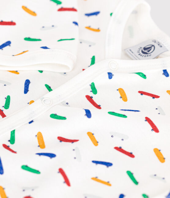 Babies' Skateboard Print Cotton Pyjamas MARSHMALLOW white/MULTICO white