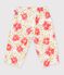 Babies' flower-print cotton trousers white/multicolor