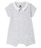 Babies Short Ribbed Bodyjama POUSSIERE grey/MARSHMALLOW white
