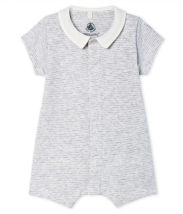Babies Short Ribbed Bodyjama grey/white