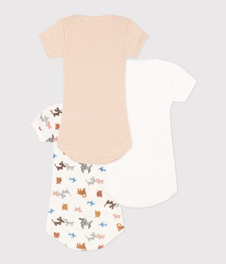 Babies' Short-Sleeved Dog Themed Cotton Bodysuits - 3-Pack multicolor