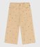 Girls' patterned corduroy trousers CAJOU beige/MULTICO