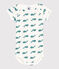 Babies' short-sleeved printed cotton body MARSHMALLOW green/DRAGONFLY
