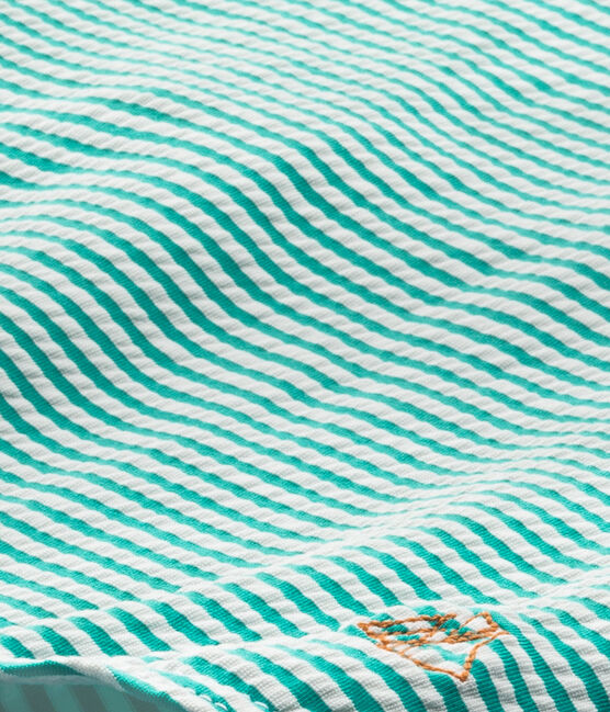Girl's one-piece swimsuit FLAG green/LAIT white