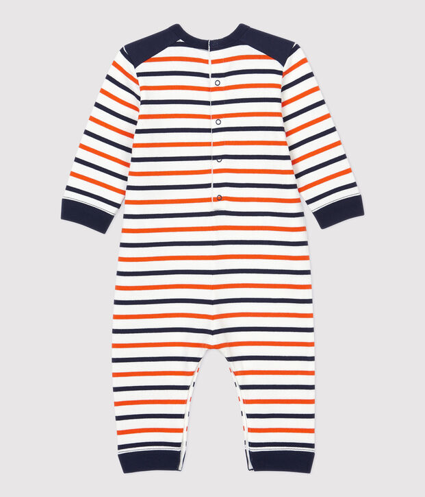 Babies' Fleece Jumpsuit white/blue/orange