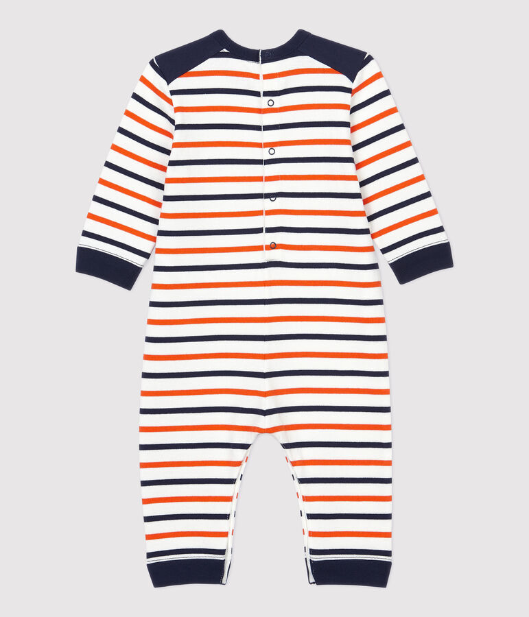 Babies' Fleece Jumpsuit white/blue/orange