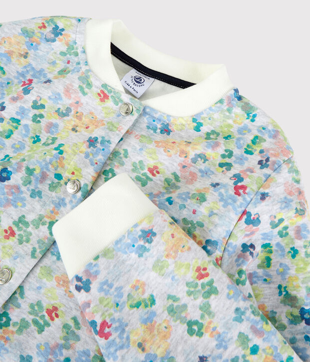 Girls' Jersey Baseball Style Cardigan grey/multicolor