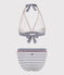 Women's two-piece stripy swimsuit MARSHMALLOW white/MEDIEVAL blue
