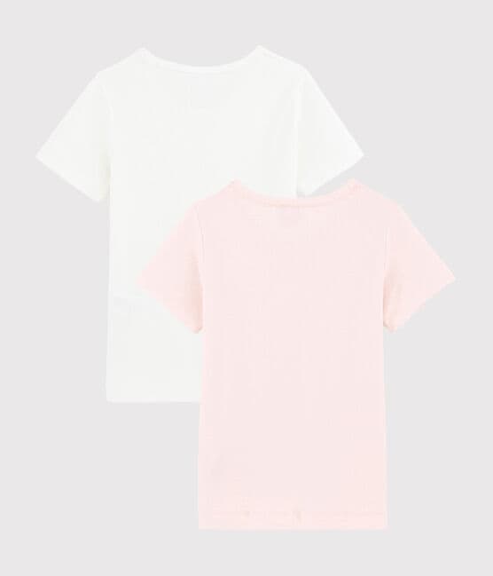 Girls' Pastel Openwork Short-sleeved Organic Cotton T-Shirts - 2-Pack variante 1