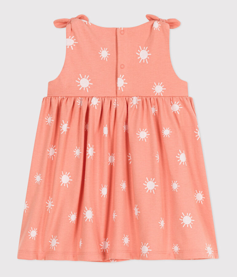 Babies' sleeveless sunshine print cotton dress orange/white
