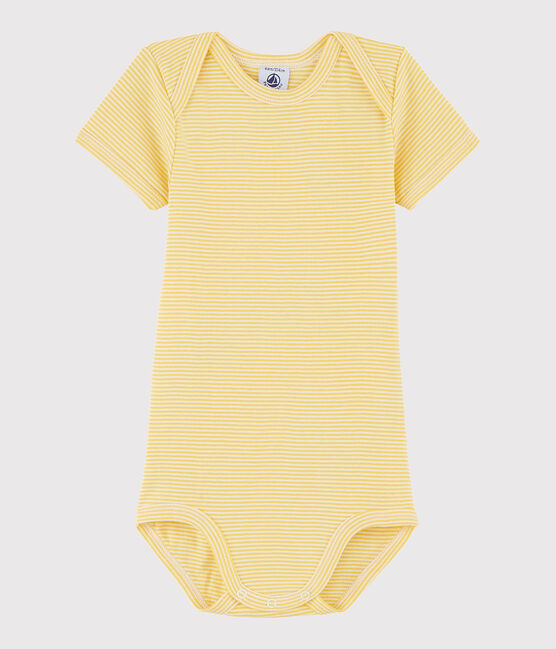 Unisex Babies' Short-Sleeved Bodysuit BLE yellow/MARSHMALLOW white