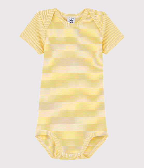 Unisex Babies' Short-Sleeved Bodysuit BLE yellow/MARSHMALLOW white