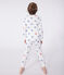 Children's long-sleeved heart print cotton pyjamas MARSHMALLOW white/MULTICO white