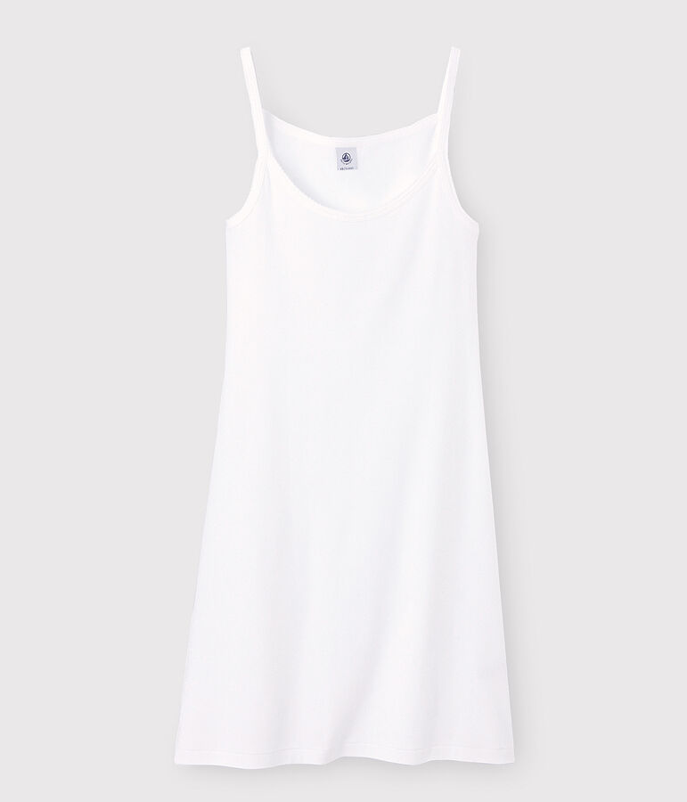 Women's Iconic Strappy Cotton Dress ECUME white