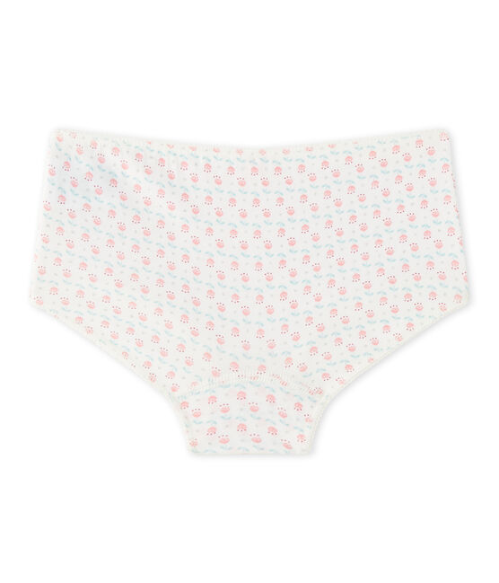 Girl's printed boxer in stretch jersey LAIT white/MULTICO white