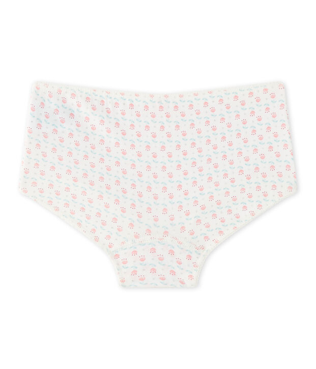 Girl's printed boxer in stretch jersey white/multicolor