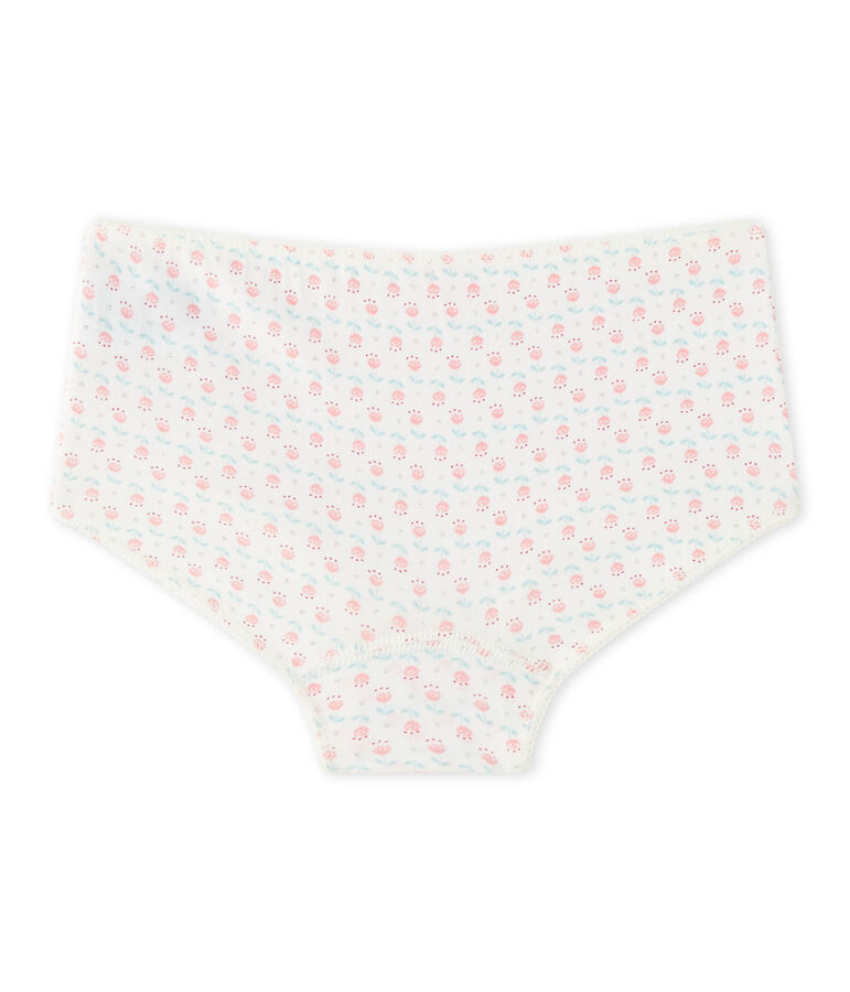 Girl's printed boxer in stretch jersey white/multicolor