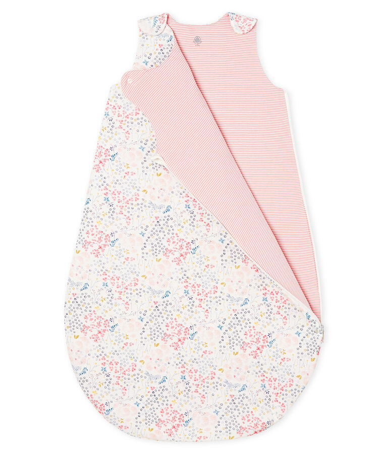 Baby Girls' Reversible Ribbed Sleeping Bag MARSHMALLOW white/MULTICO white