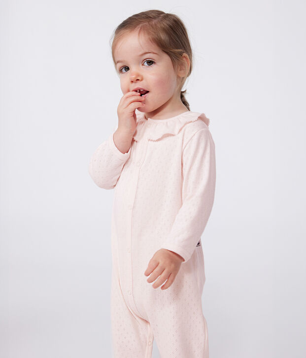 Babies' footless cotton pyjamas with a Peter Pan collar FLEUR