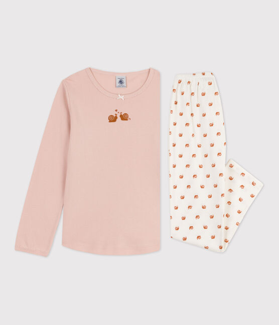 Girls' Cotton Pyjamas SALINE pink/MULTICO white