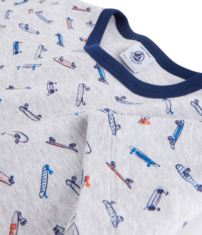 Boys' Ribbed Skates Pyjamas POUSSIERE grey/MULTICO white