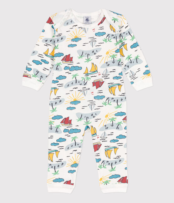 Popperless and Footless Cotton Explorer Sleepsuit MARSHMALLOW white/MULTICO white