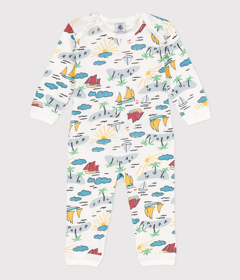 Popperless and Footless Cotton Explorer Sleepsuit white/multicolor
