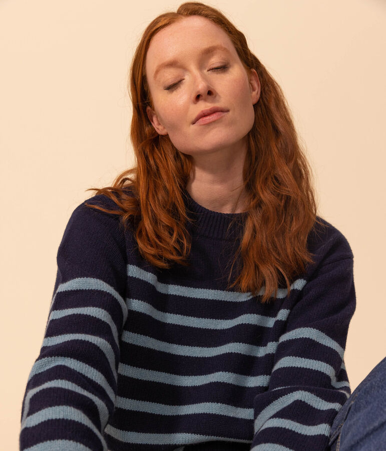 Women's' Woollen Breton Pullover blue/blue