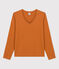 Women's Straight Cotton V-Neck T-Shirt ECUREUIL brown